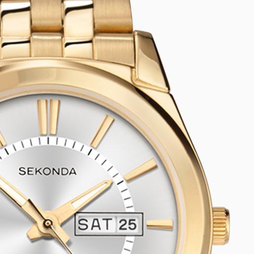 Sekonda Mens Classic Watch 3450 Round 38mm Gold Stainless